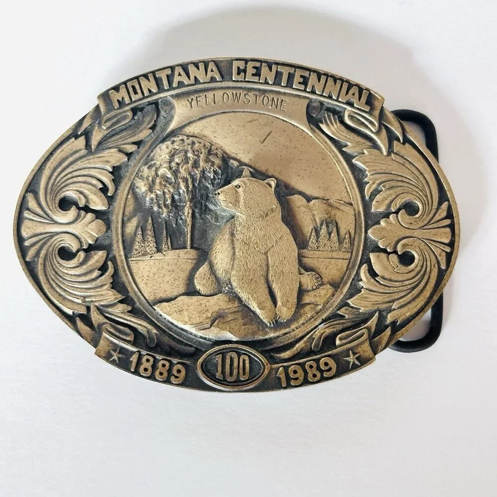 Montana Centennial Belt Buckle Limited Edition Yellowstone Grizzly Bear 1989